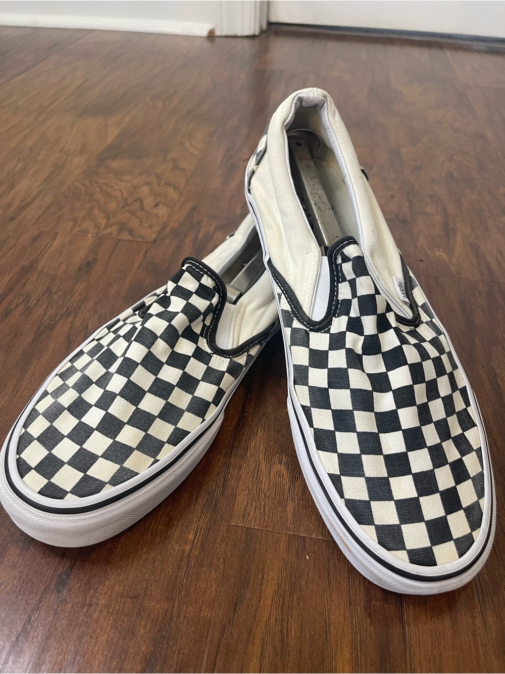 Vans Checkerboard Slip On Canvas Skate Shoes Mens Size 12 Classic Black White